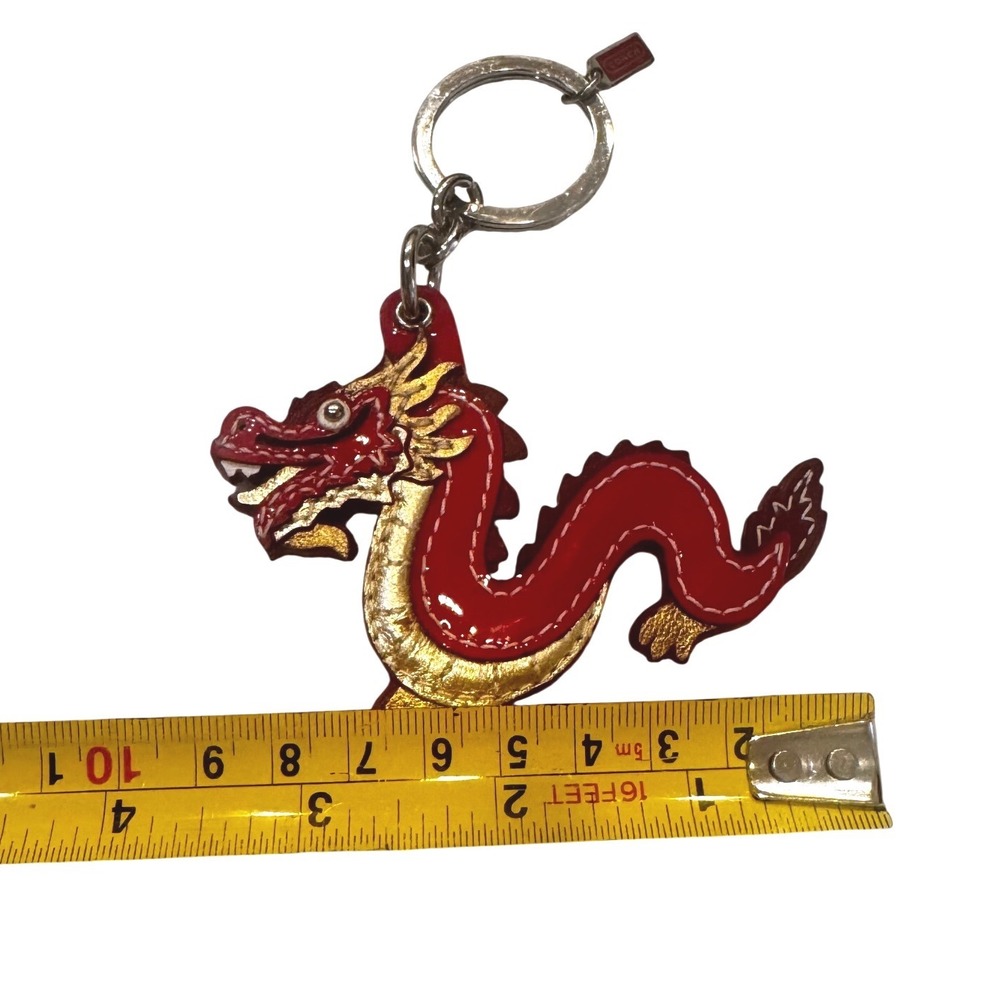 Coach Red Gold Leather Key Fob Year Of The Dragon New Year 2012 Zhang Lan RARE - Picture 8 of 10